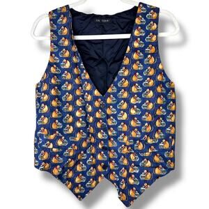 Vintage On Tour Kitty Cat Lover Button V-Neck Sleeveless Lightweight Vest Small